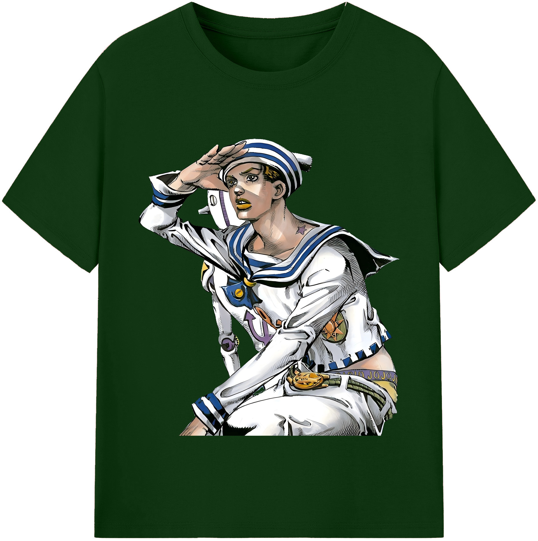 （画像用） ジョジョの奇妙な冒険 東方定助 JoJo's Bizarre Adventure Higashikata Josuke 綿100％半袖Tシャツ（フロントプリント）